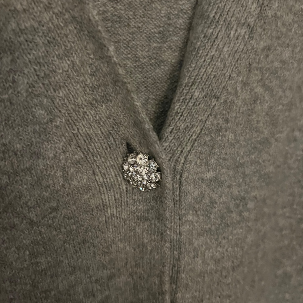 Loft Grey Cardigan with Rhinestone Buttons | Size Medium
